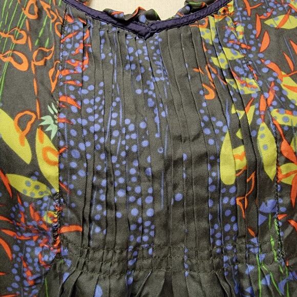 Johnny Was Floral Blouse Womens Sz S Green Multi Silk Pintuck Bohemian Boho Top‎ - Picture 3 of 9